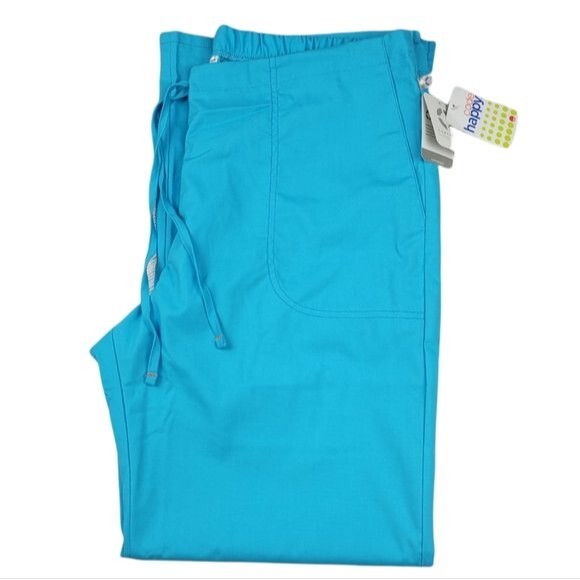 Code Happy Womens Drawstring Scrub Pants, Turquoise Blue, L, New With Tags, NWT - Picture 10 of 13